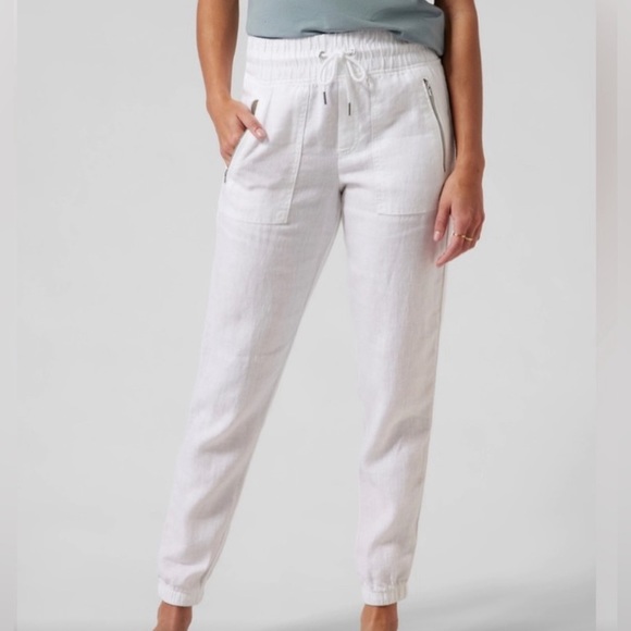 Athleta Pants - ATHLETA Cabo Linen jogger pants white 8 Tall